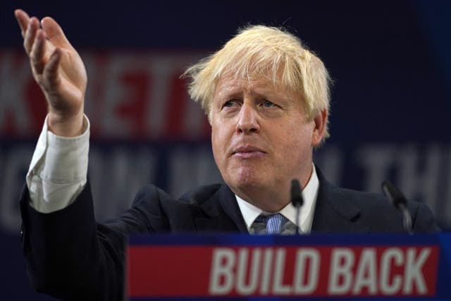 <p>Prime minister Boris Johnson at the Conservative Party conference </p>