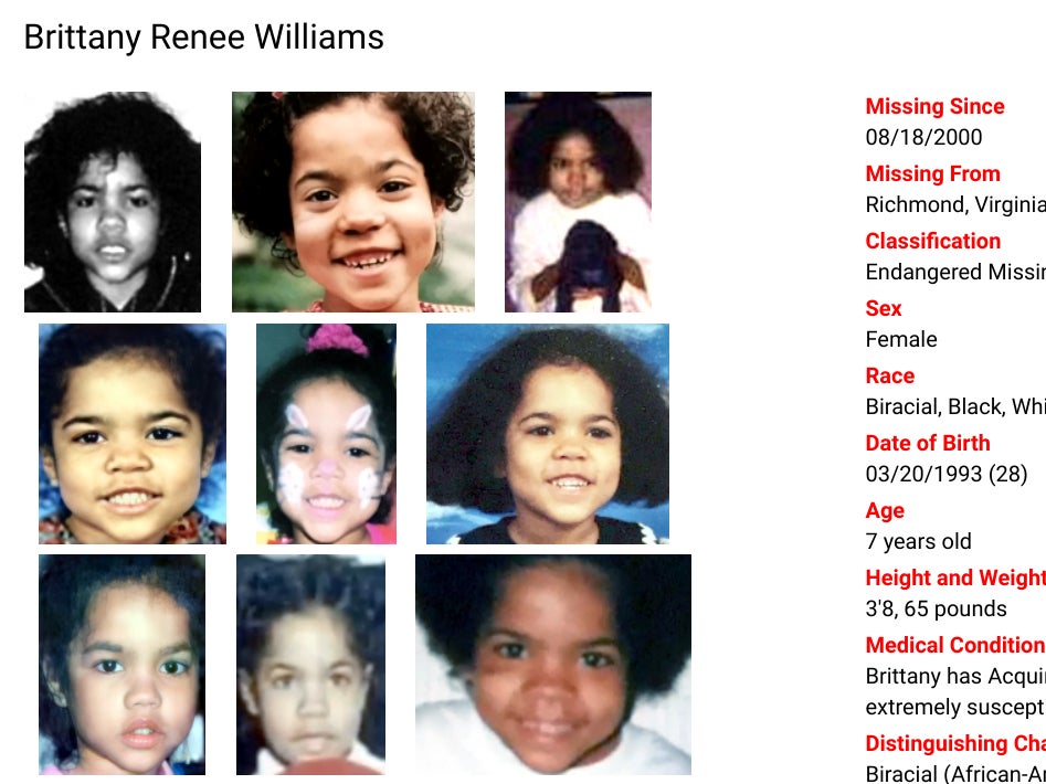 Images of missing Brittany Renee Williams