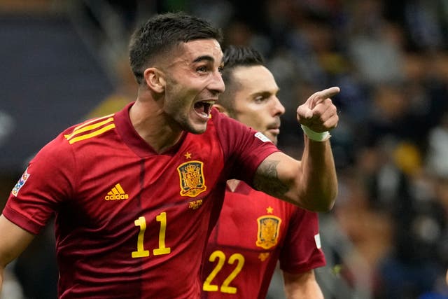 Ferran Torres fired Spain into the Nations League final (Antonio Calanni/AP)
