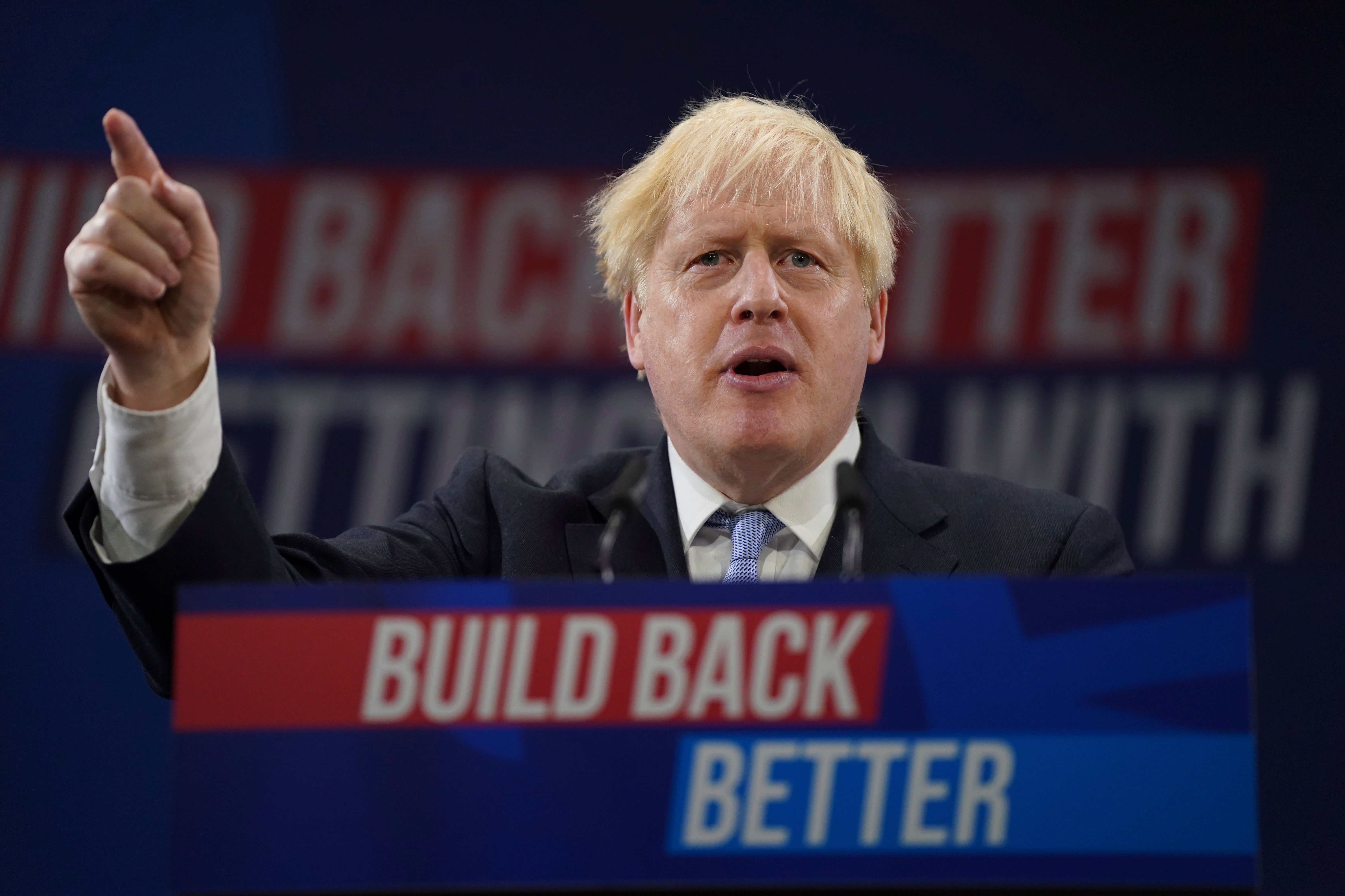 Boris Johnson making his keynote speech at the Conservative Party conference