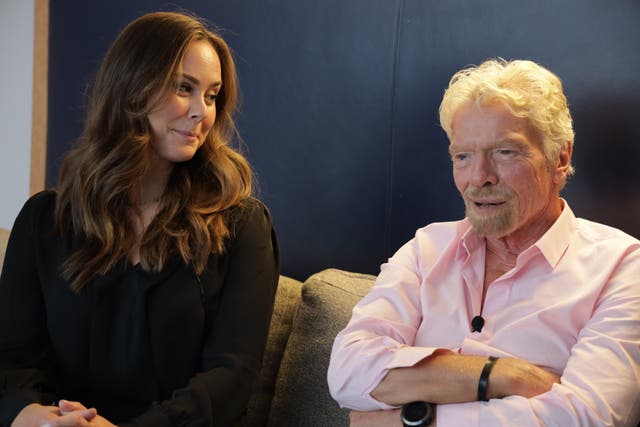 <p>RBIJ CEO Celia Ouellette and Virgin Group founder Sir Richard Branson discuss abolishing the death penalty in New York City, on 6 October, 2021.</p>