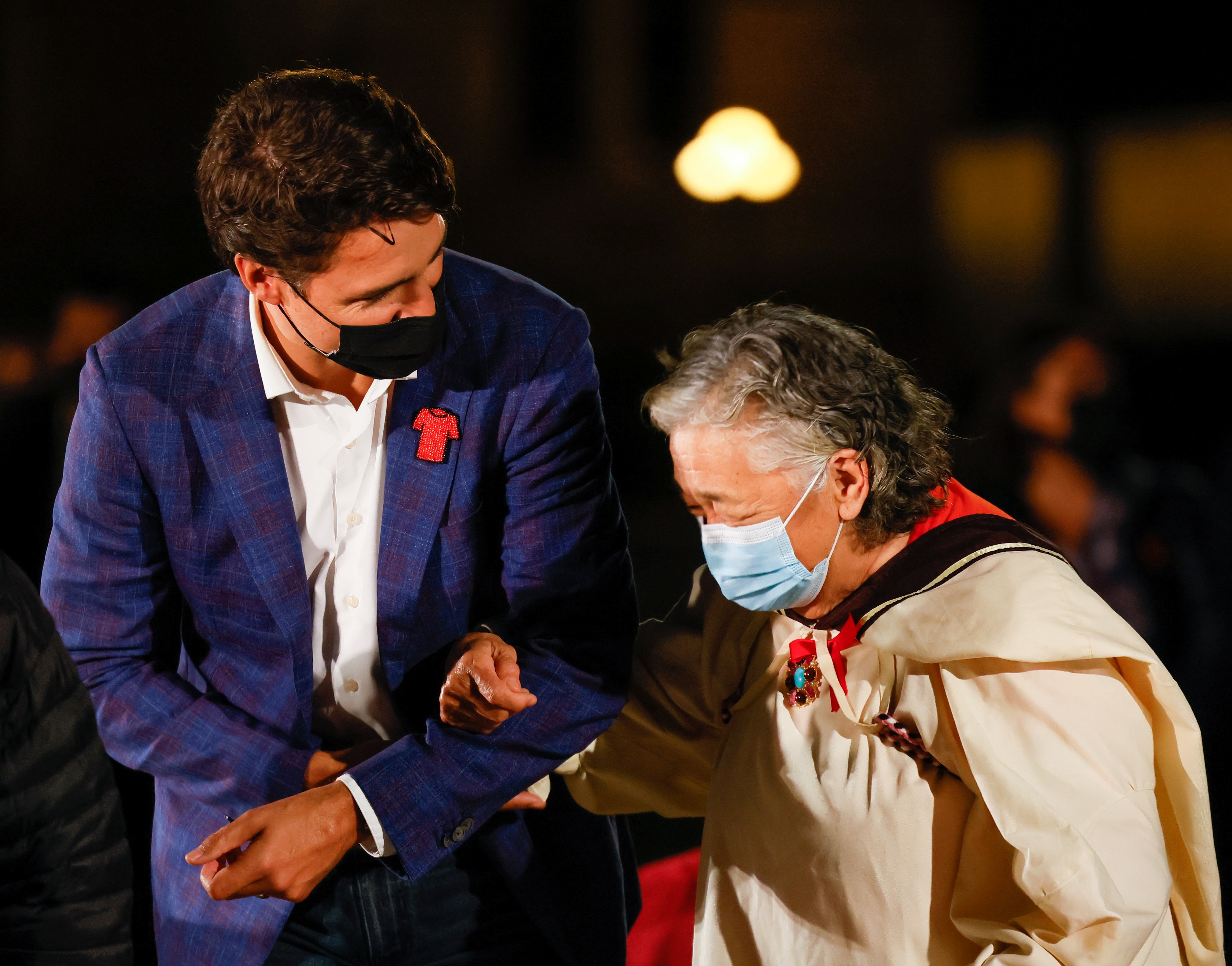 Canadian Prime Minister Justin Trudeau escorts Inuk survivor Elder Levinia Brown on the eve of Canada’s first National Day for Truth and Reconciliation, honouring the lost children and survivors of Indigenous residential schools, last month
