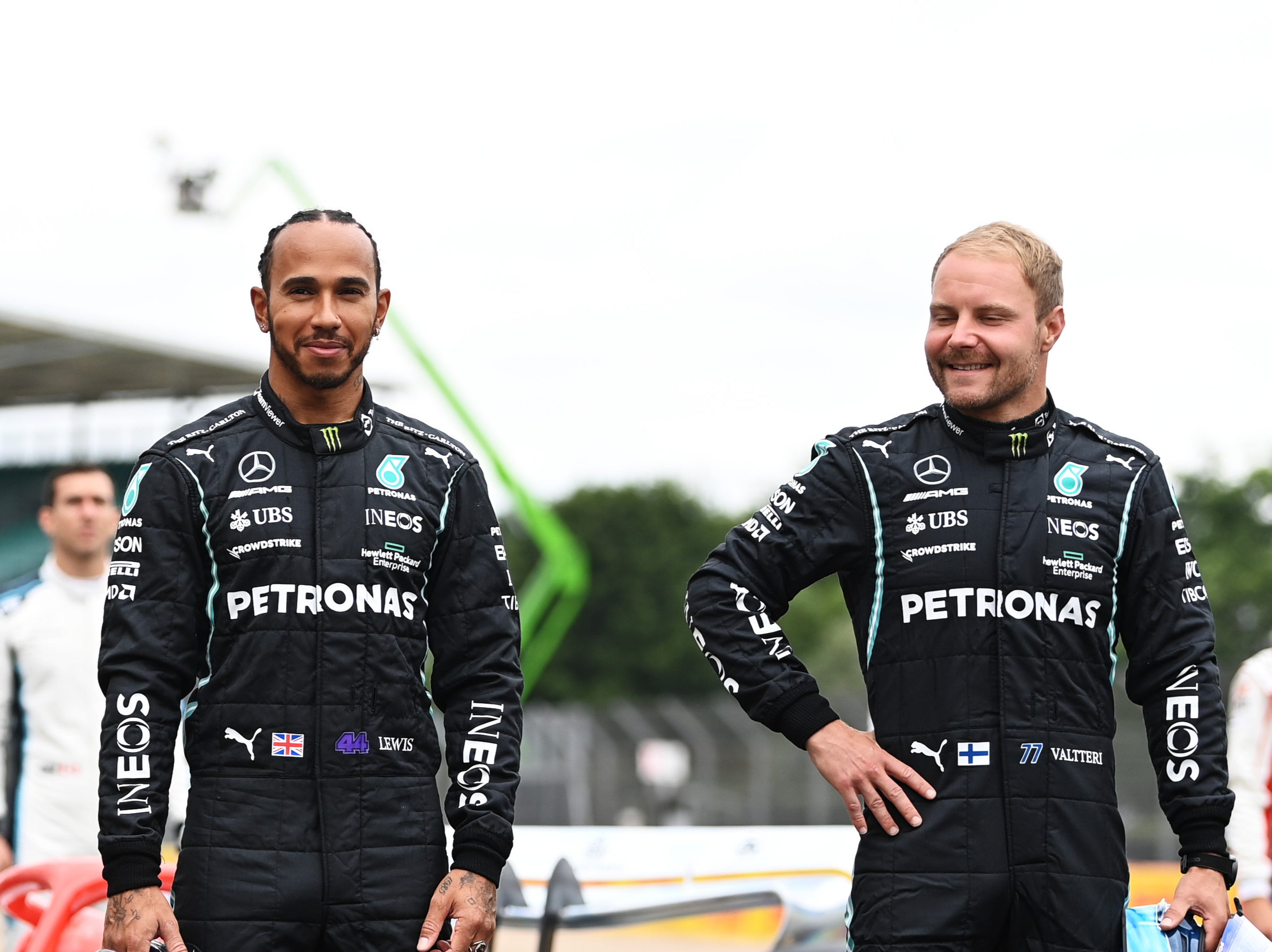 Lewis Hamilton (left) and Mercedes teammate Valtteri Bottas