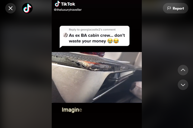<p>The TikTok video showed wear and tear in the BA first class cabin</p>