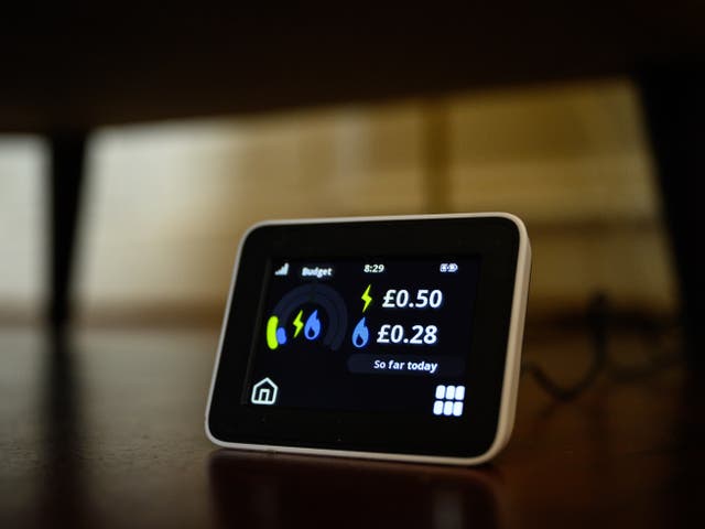 <p>A domestic smart energy meter displays current usage in London</p>