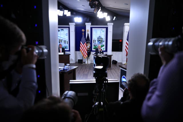 <p>Joe Biden on the set of the White House</p>