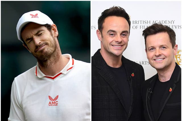 Andy Murray, Ant and Dec (Adam Davey/Ian West/PA)