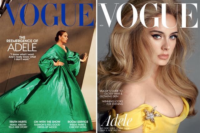 <p>Adele covers the November issues of British and American<em> Vogue</em></p>