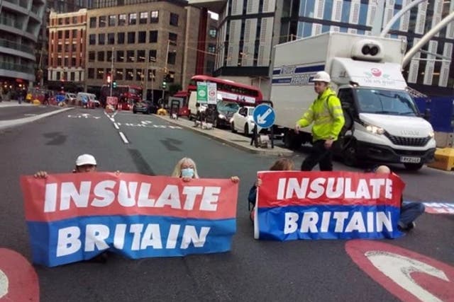<p>The climate activists blocked Old Street roundabout in central London</p>