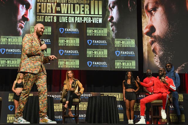 <p>Tyson Fury defends his WBC heavyweight championship in his third fight against Deontay Wilder on Saturday</p>