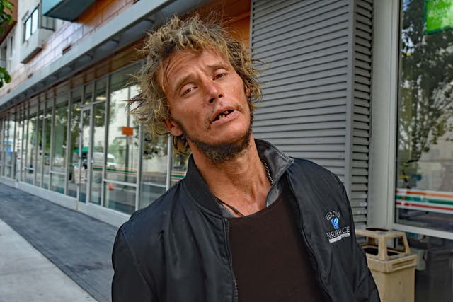 <p>Roger, a man from the midwest, is a mentally ill crystal meth addict, an all-too typical profile for many homeless people on Skid Row</p>
