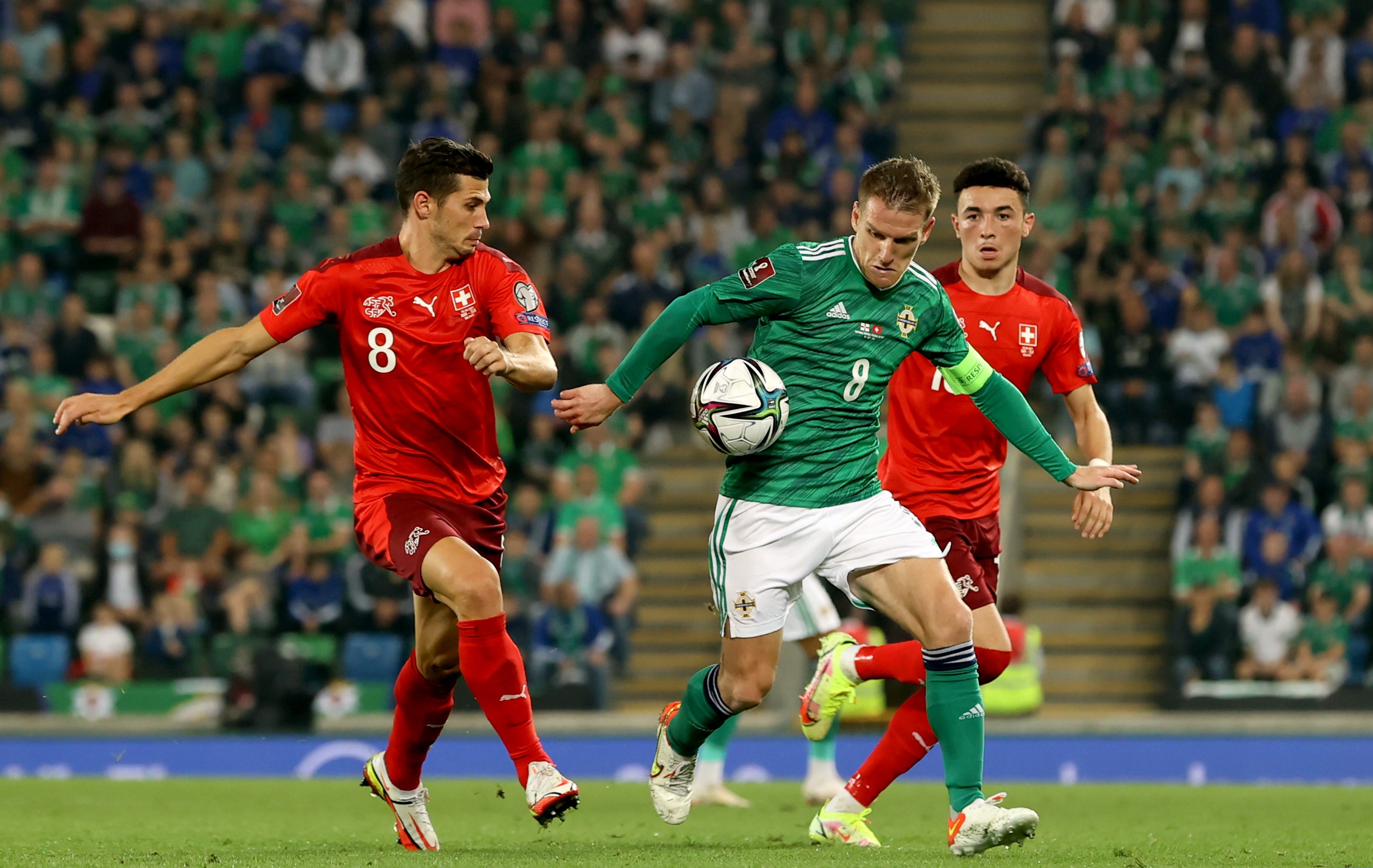 Northern Ireland and Switzerland will resume battle in the race for second place in Group C on Saturday (Liam McBurney/PA)