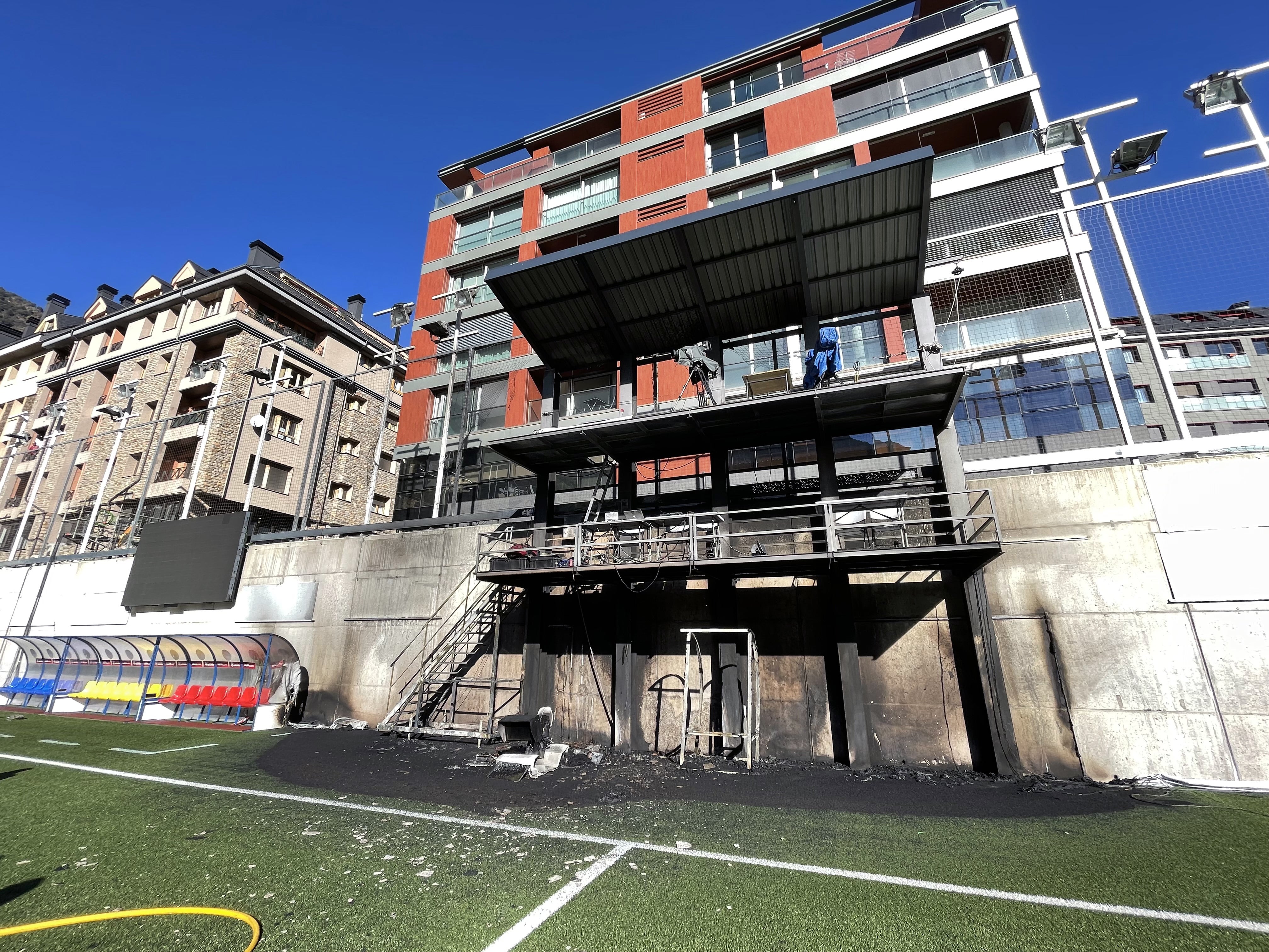 The VAR monitor and TV gantry have been damaged and there is concern about the state of the playing surface (Simon Peach/PA)