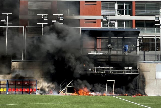 A fire broke out at the stadium on the eve of the match (Simon Peach/PA)