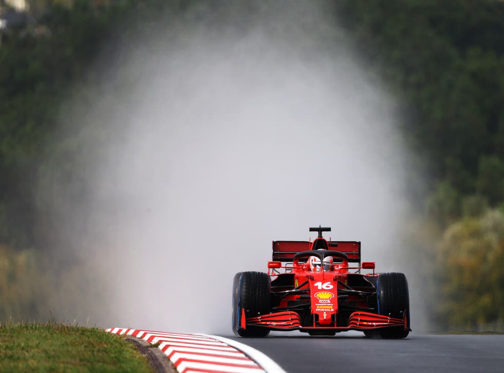 <p>Charles Leclerc on a wet Turkish Grand Prix</p>