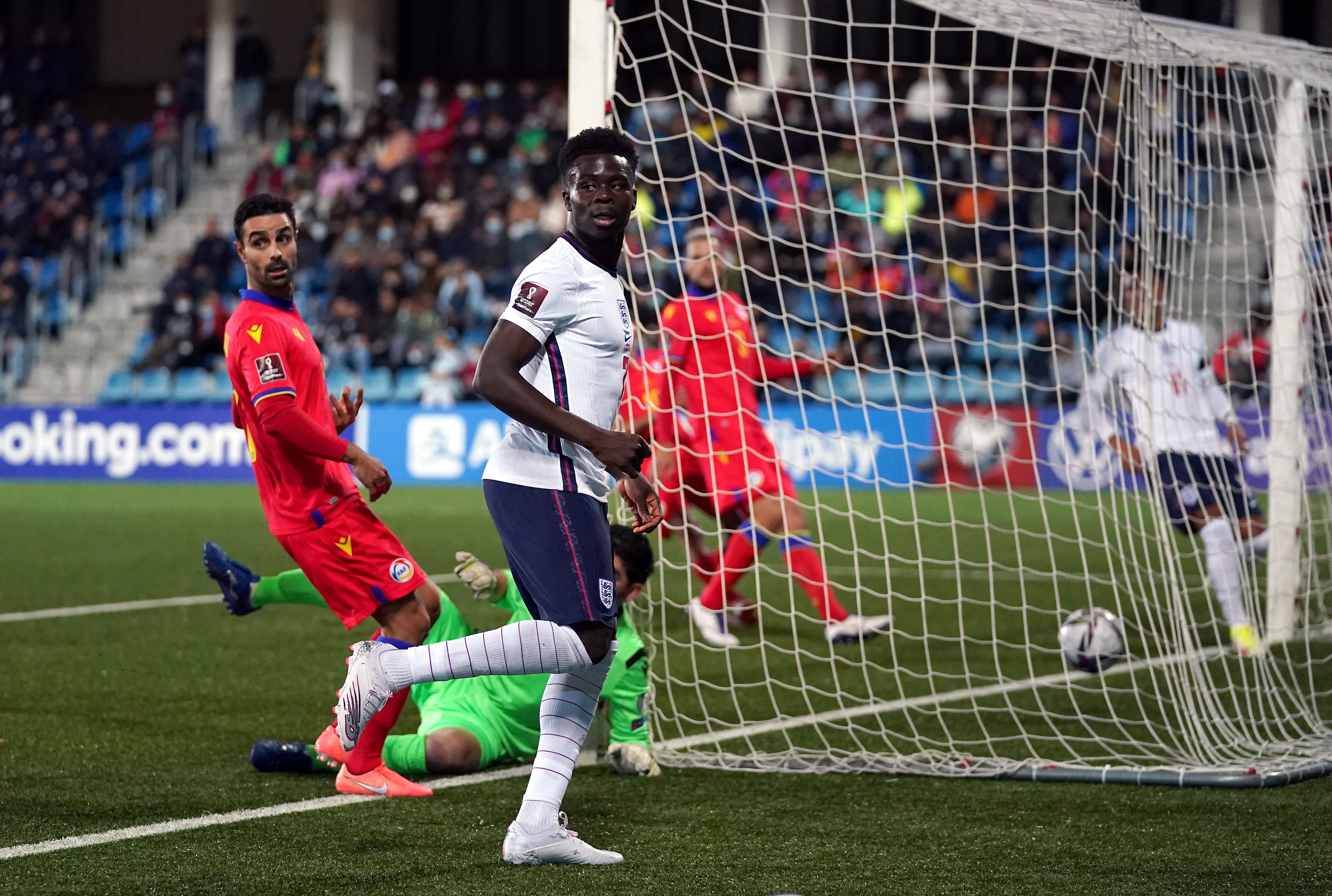 Saka put England 2-0 up following a fine pass from Phil Foden. (Nick Potts/PA)