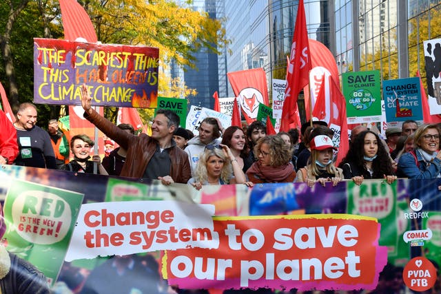 <p>A climate protest in Brussels earlier this month </p>