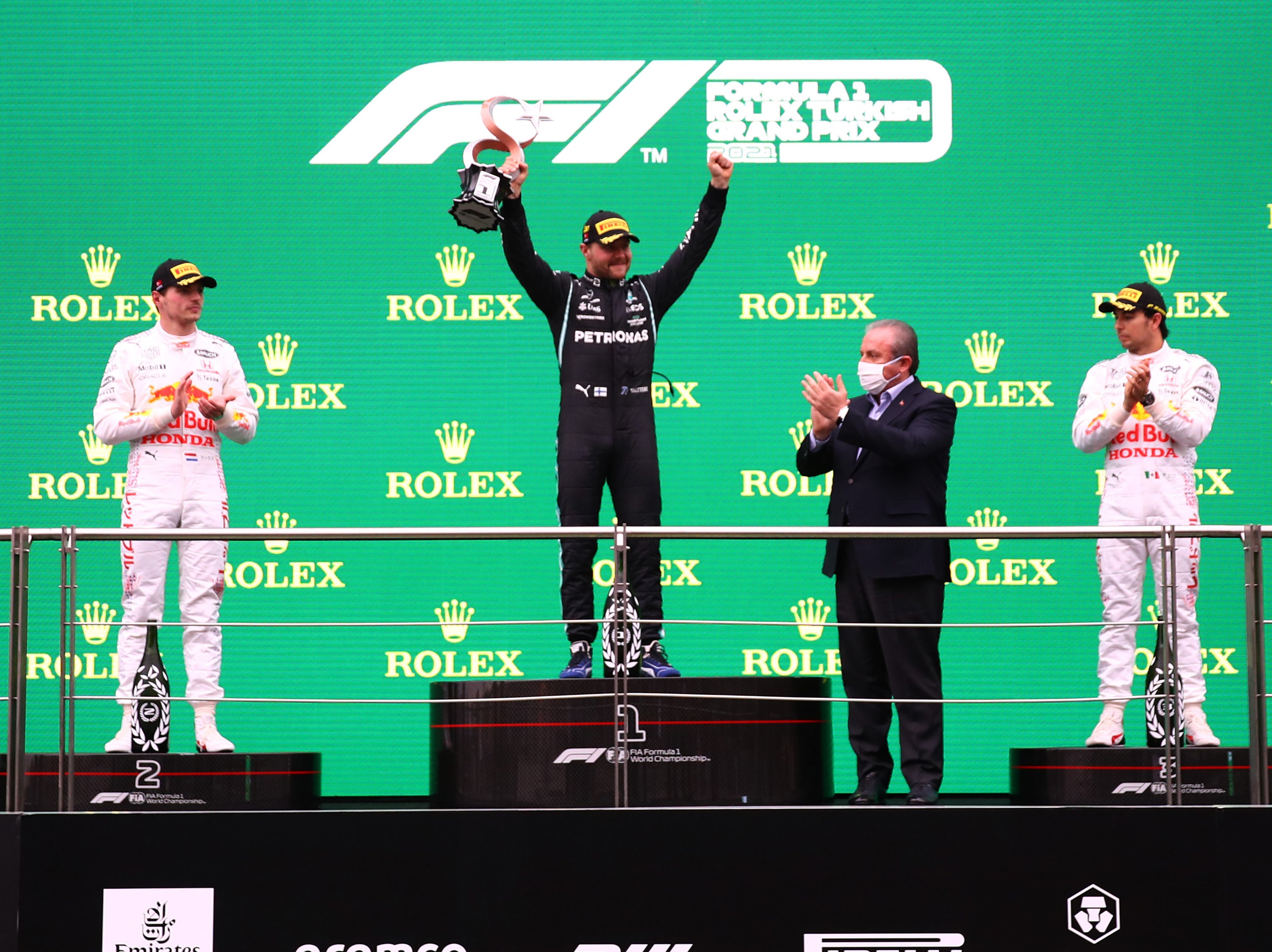 Valtteri Bottas topped the podium ahead of Max Verstappen and Sergio Perez