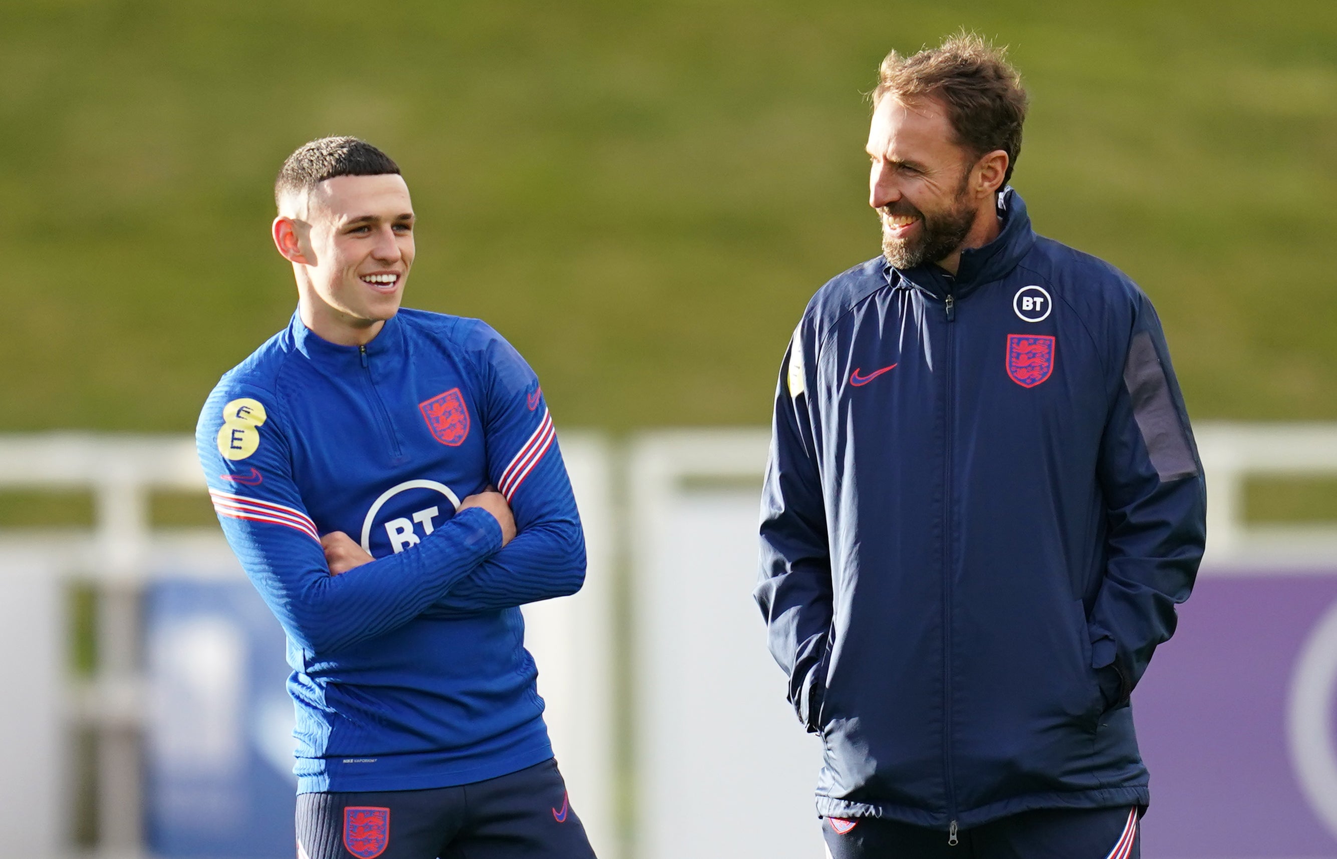 England manager Gareth Southgate (right) is eager not to put too much pressure on Phil Foden (Nick Potts/PA).