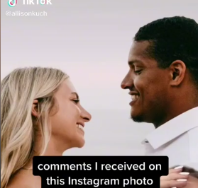 Screengrab from the TikTok video shared by Allison Rochell over the racial abuse hurled at the couple for their interracial marriage