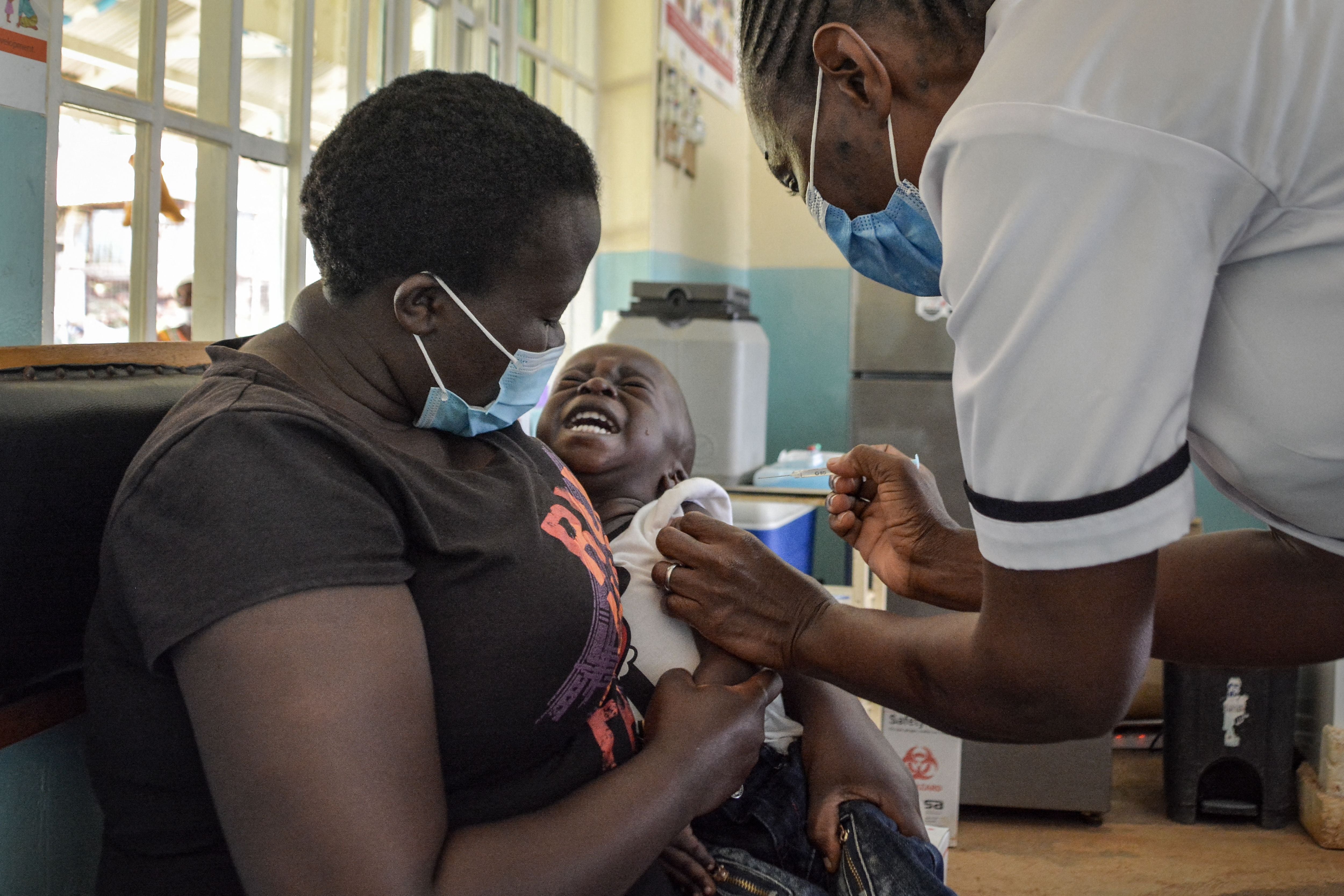 A child gets a malaria vaccination at Yala Sub-County hospital, in Yala, Kenya