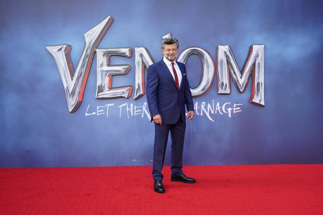 Andy Serkis arriving at Cineworld Leicester Square, central London, for a fan screening of Venom. Picture date: Tuesday September 14, 2021.