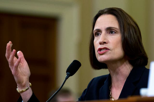 <p>Fiona Hill earned international acclaim for her testimony before the House Intelligence Committee bringing impeachment charges against Mr Trump</p>