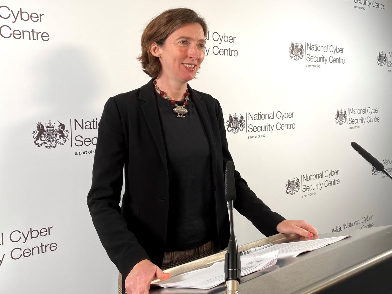 NCSC chief executive Lindy Cameron speaking at a conference held at Chatham House, London, on Monday
