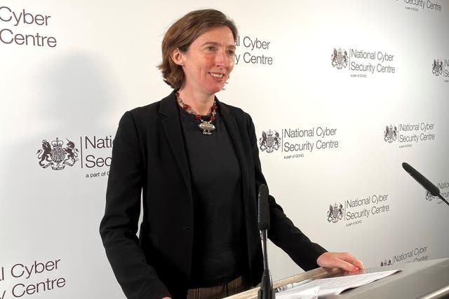<p>NCSC chief executive Lindy Cameron speaking at a conference held at Chatham House, London, on Monday </p>