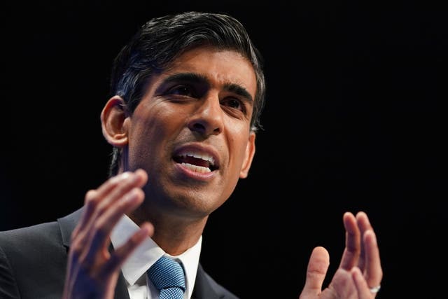 <p>Rishi Sunak at the Conservative Party conference in Manchester </p>