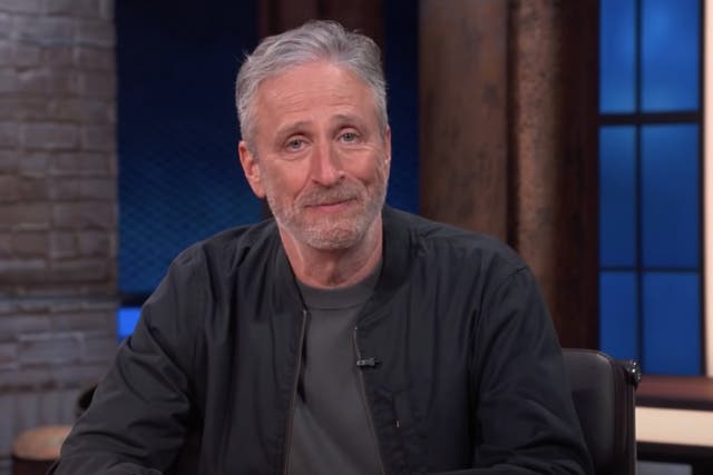 <p>Jon Stewart on the set of his new late-night show, ‘The Problem With Jon Stewart'</p>