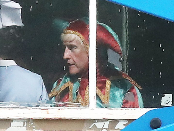The 55-year-old was spotted dressed as a jester while wearing a blonde wig while filming for the series in Bolton, Manchester