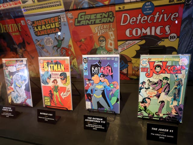 <p>Comic books on display at the Warner Bros Studios on 24 June 2021 in Burbank, California</p>