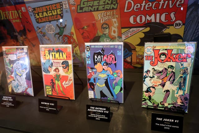 <p>Comic books on display at the Warner Bros Studios on 24 June 2021 in Burbank, California</p>