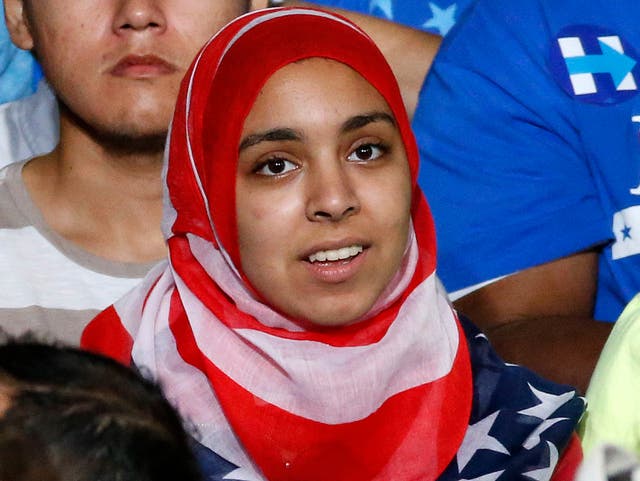 <p>An American hijabi woman </p>