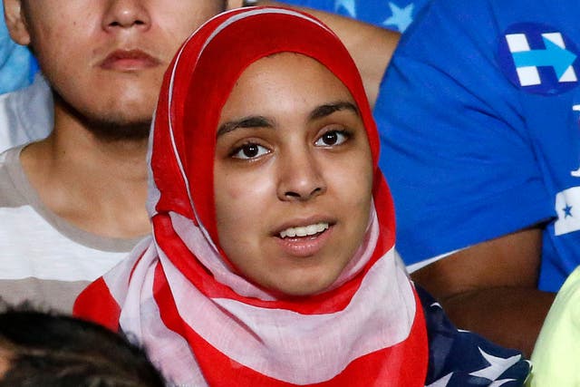<p>An American hijabi woman </p>