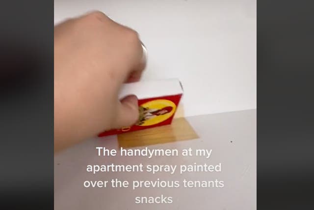 <p>Landlord bizarrely paints over tenants belongings rather than removing them</p>
