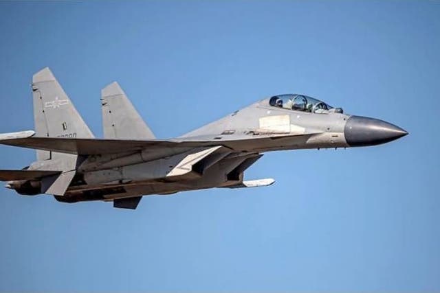 <p>In this undated file photo released by the Taiwan Ministry of Defense, a Chinese PLA J-16 fighter jet flies in an undisclosed location</p>