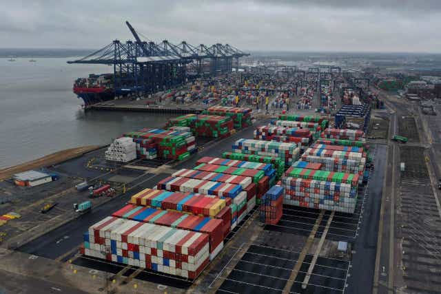 <p>World’s largest shipping container company Maersk diverts big cargo ships away from the UK as Felixstowe port fills up due to HGV container backlog </p>