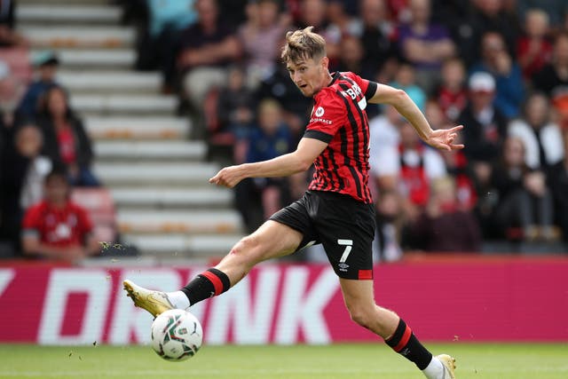 <p>David Brooks in action for Bournemouth this season</p>
