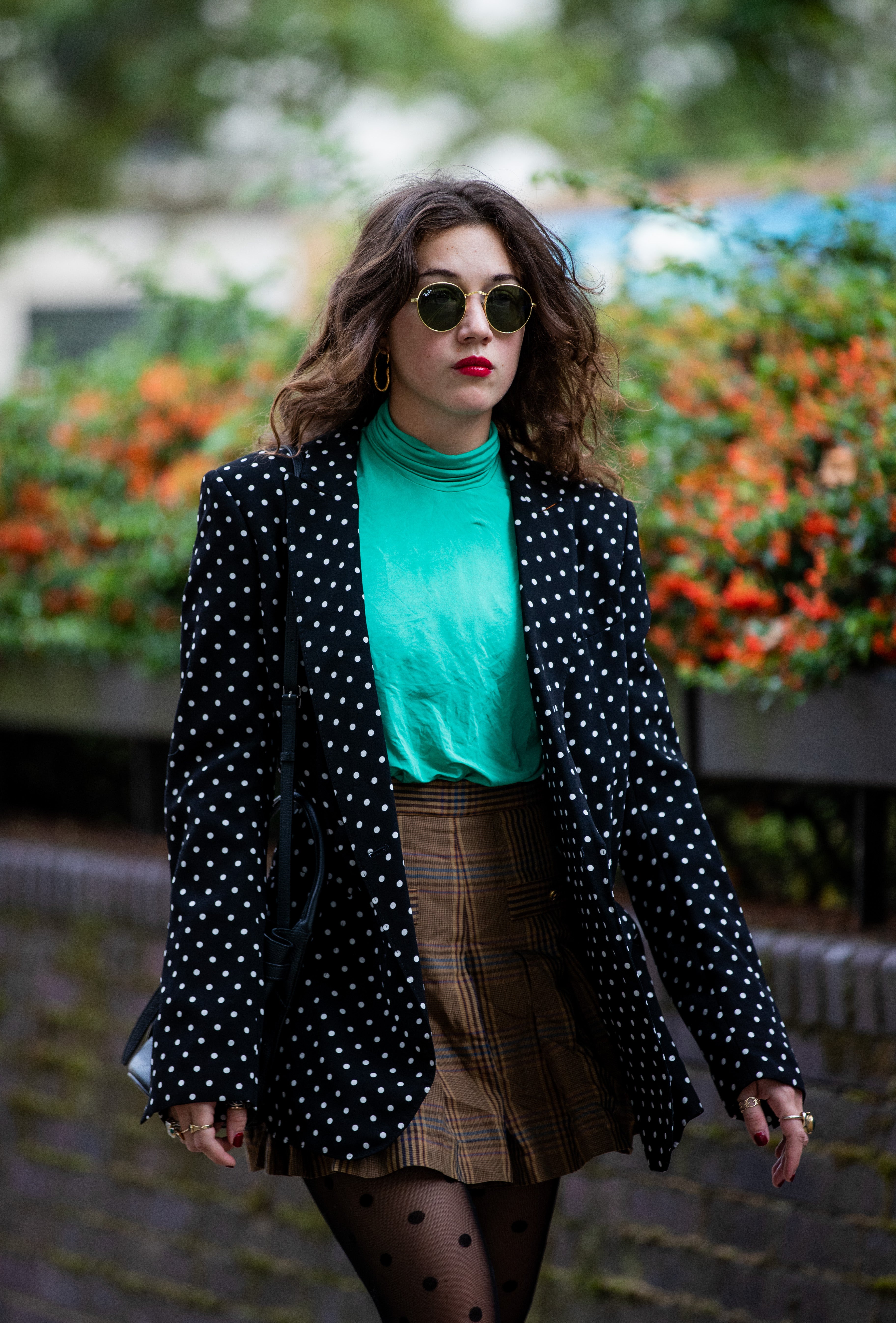 Another LFW shot, the polka dot jacket here was rented from Hurr.