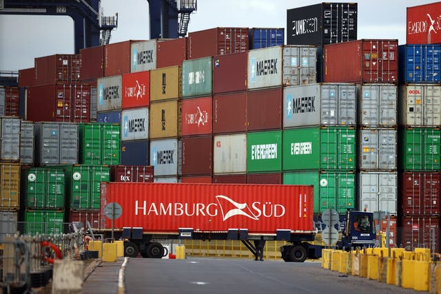 <p>Shipping containers at the port of Felixstowe, where Brexit has caused some import and export disruption</p>