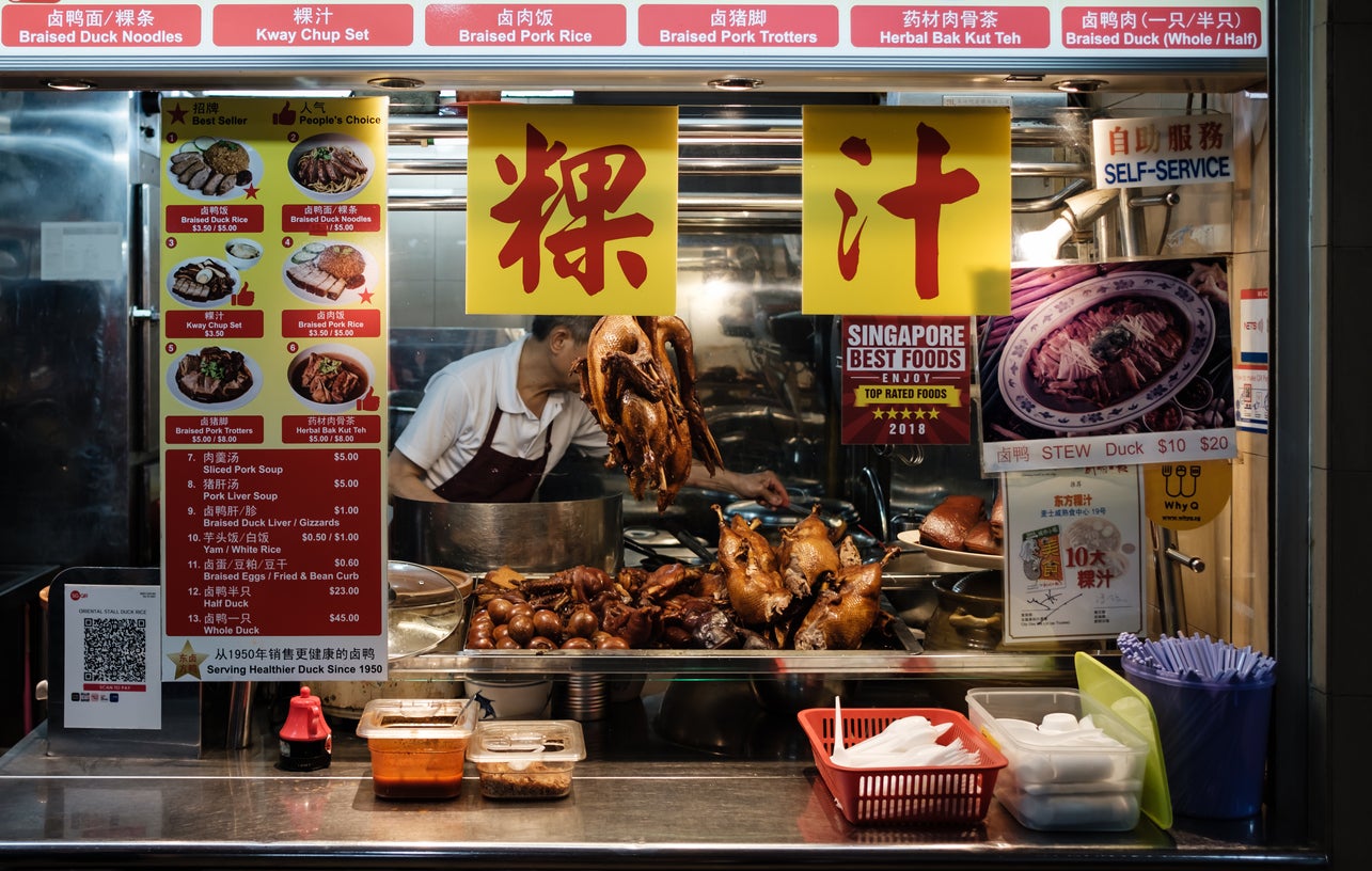 A chicken vendor at Singapore’s Maxwell Food Centre