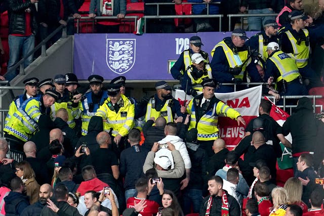 Crowd trouble marred England’s clash with Hungary at Wembley (Nick Potts/PA)