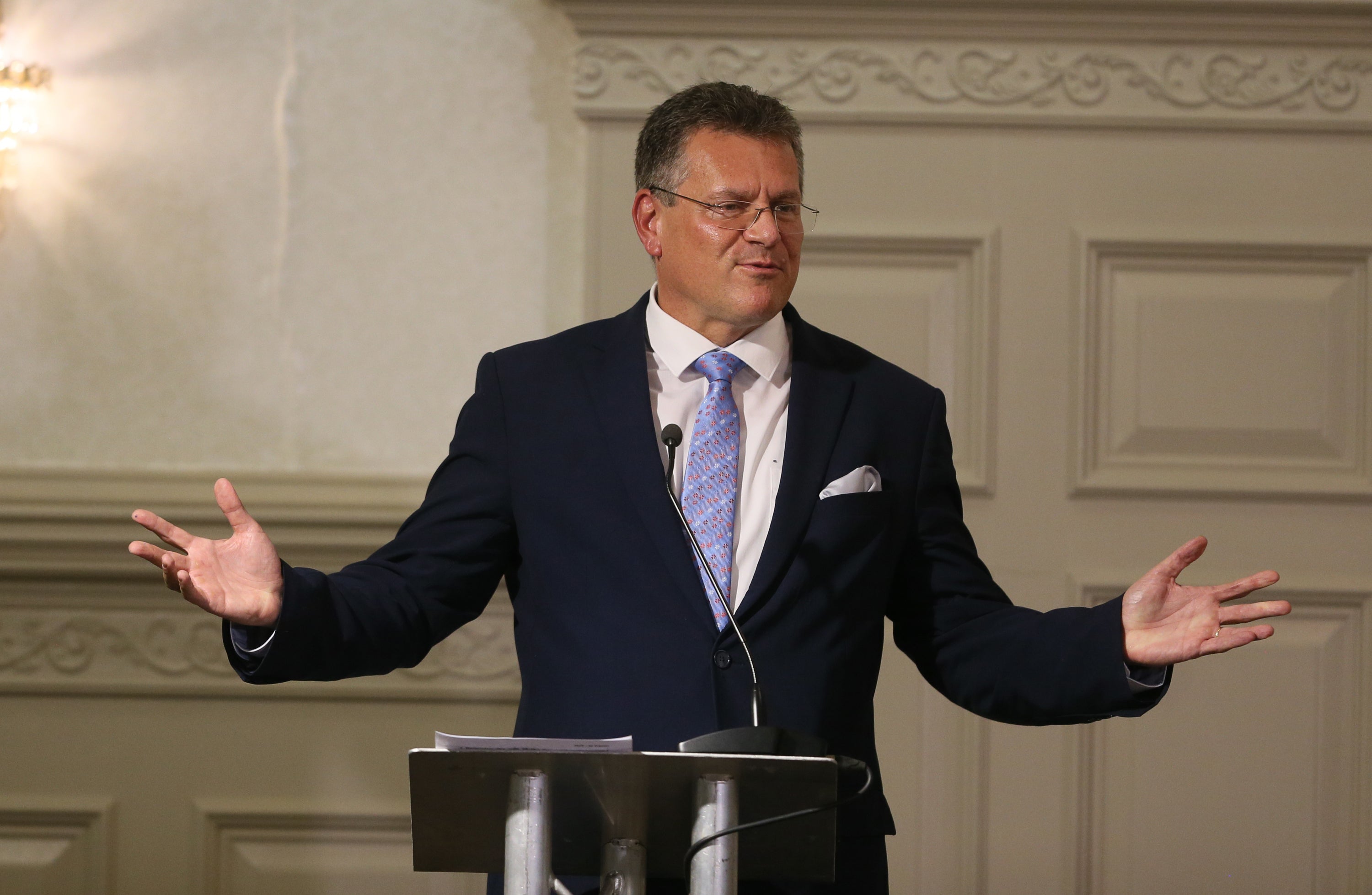 European Commission vice president Maros Sefcovic who has promised the measures will be “very far-reaching” and address issues over the movement of agri-food goods and medicines across the Irish Sea (Brian Lawless/PA)