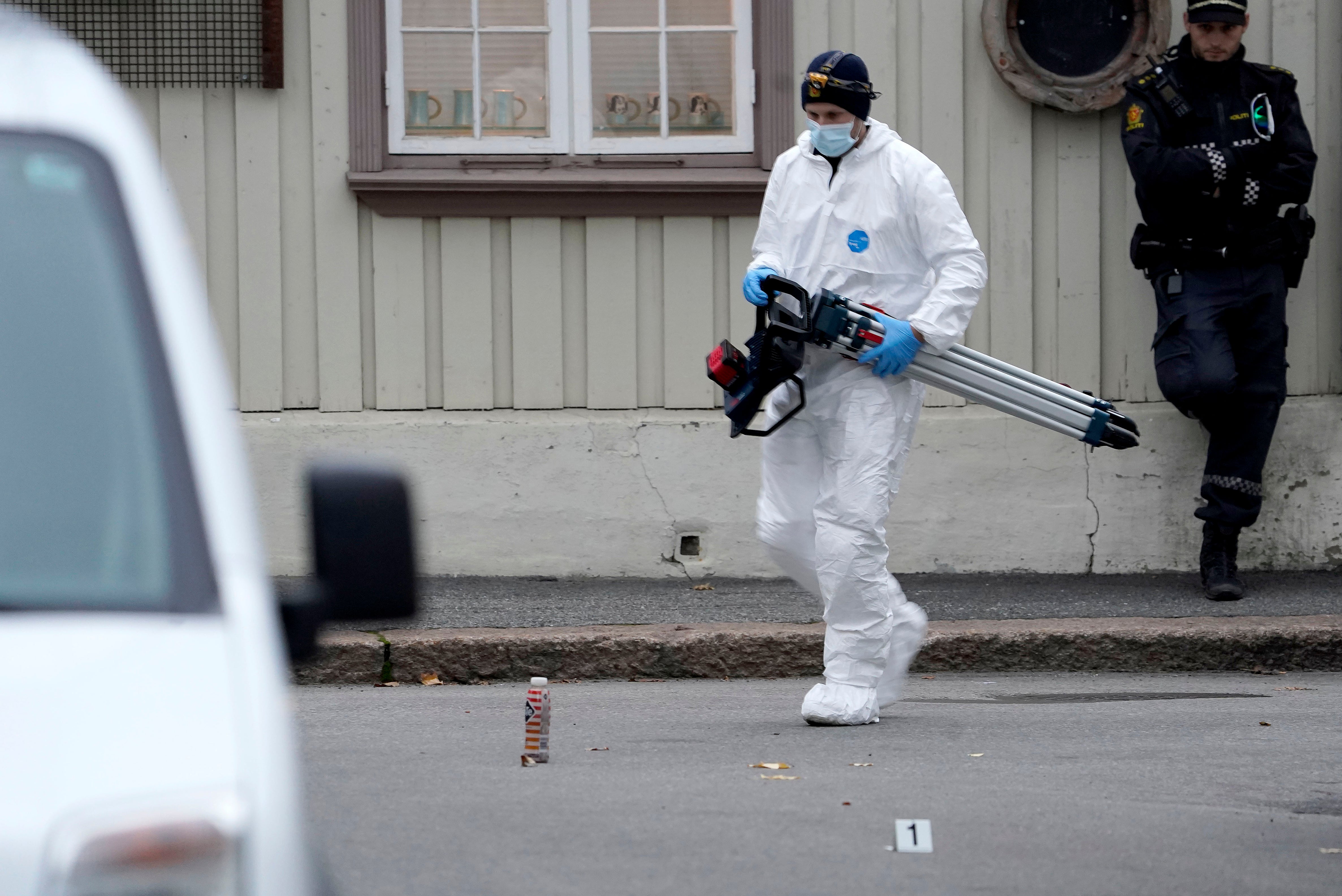 Police work near the site of the attack