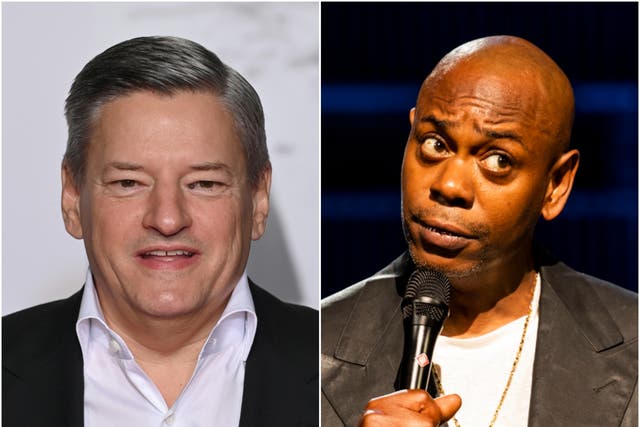 <p>Netflix chief executive Ted Sarandos and comedian Dave Chappelle </p>
