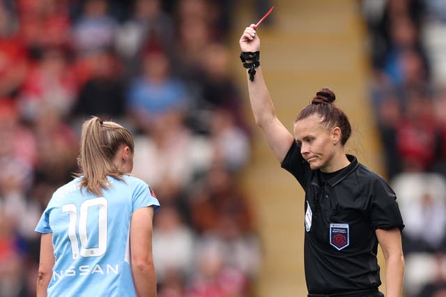 <p>Georgia Stanway was sent off at the weekend </p>