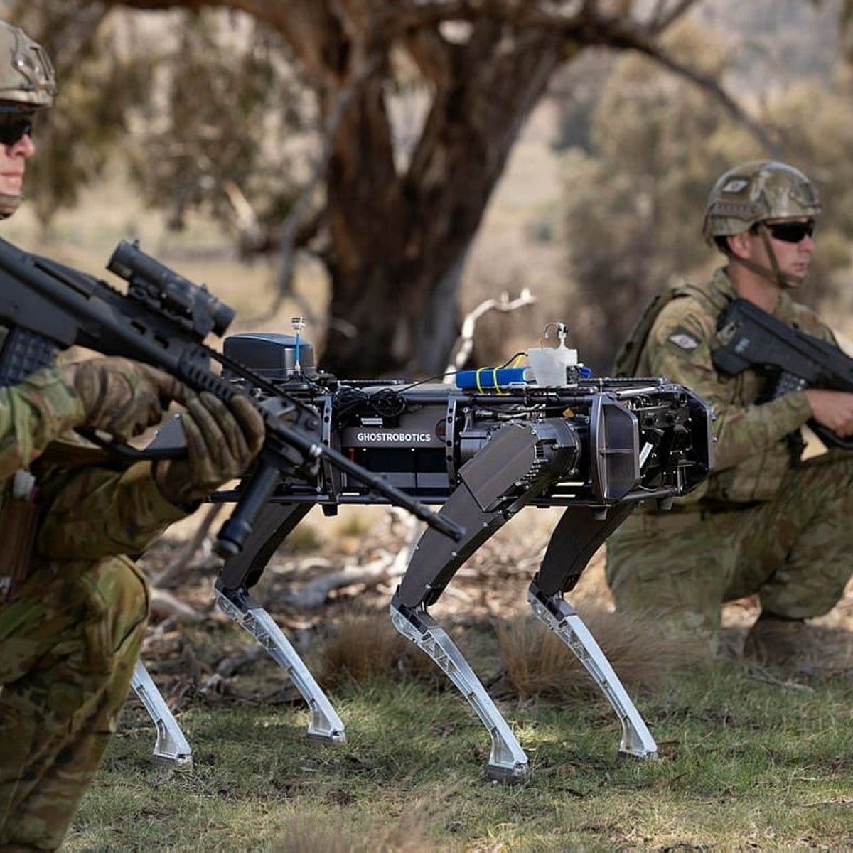 Military robot dogs seen with assault rifles attached their backs | The Independent