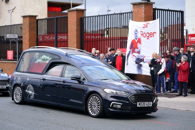 Sir Geoff Hurst and Kevin Keegan were among those who paid tributes to former Liverpool striker Roger Hunt at his funeral (Mike Egerton/PA)